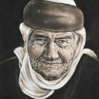 Maher Minyanish “Old Woman Portrait” 14x 18″ Charcoal on Paper. 3rd Place 2017 Open Theme​
