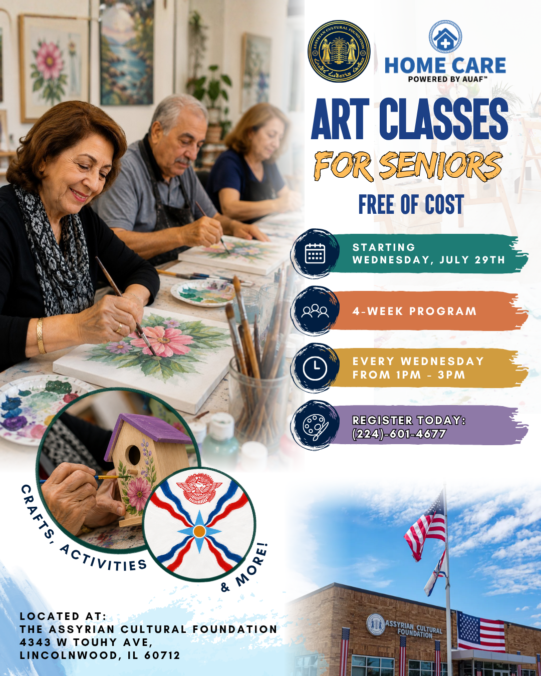 Seniors painting at the Assyrian Cultural Foundation