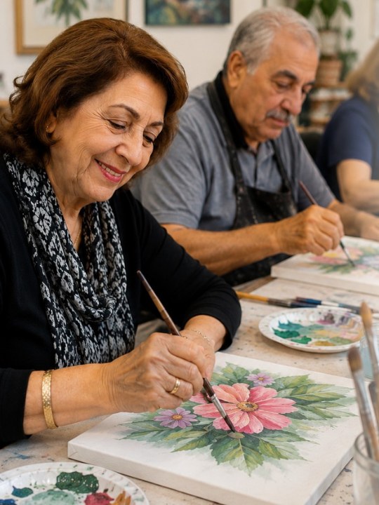 Seniors painting at the Assyrian Cultural Foundation
